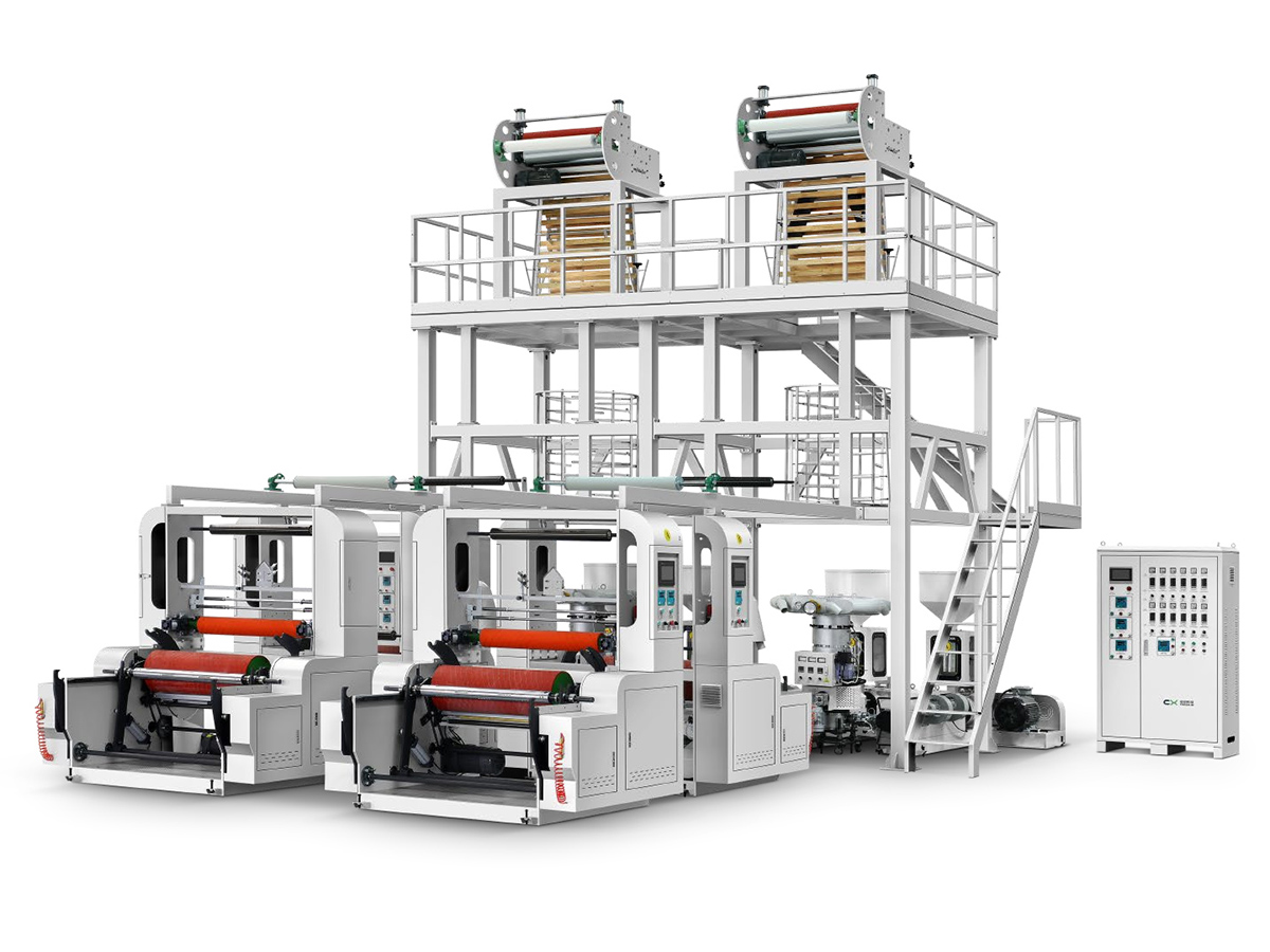 CX-ABA-900-1300 ABA TWIN UNITS LDPE/HDPE HIGH SPEED AUTOMATIC FILM BLOWING MACHINE (WITH AUTOMATIC PLC WINDER)